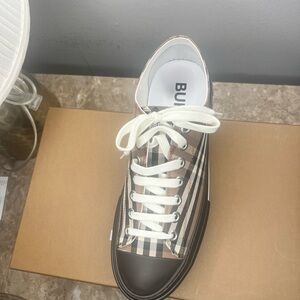 Burberry Checkered Canvas Sneakers with Black Accents